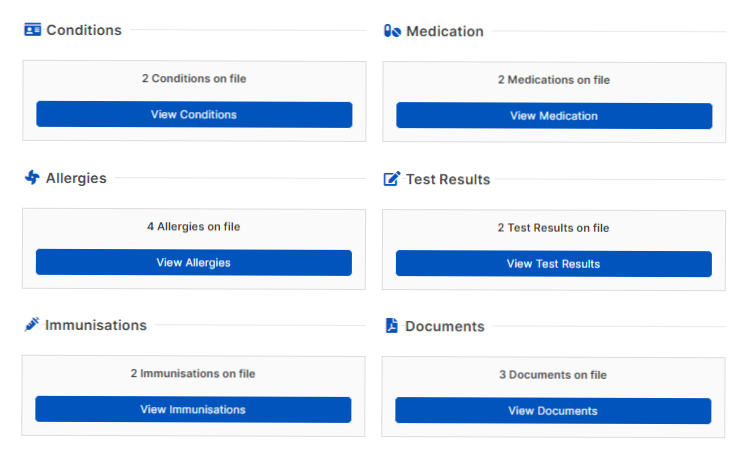 Patient medical record interface